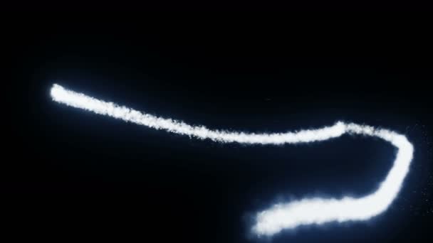 Samolot Dymu Czarnym Tle Powietrzna Chmura Powietrzu Realistyczna Kolumna Animacji — Wideo stockowe