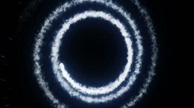 Siyah arka planda uçak dumanı. Hava bulutu havada. Gerçekçi sis veya sis animasyon sütunu.