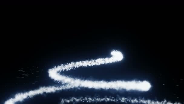 黒い背景に飛行機の煙 空中の雲 霧や霧アニメーションのリアルな列 — ストック動画