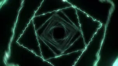 Siyah arka planda renkli lazer ışınları. Tünel. Güzel ışınlar. Gök gürültüsü ışık döngüsü animasyonu.