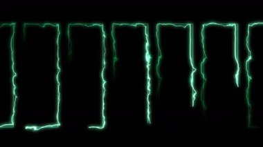 Siyah arka planda renkli lazer ışınları. Tünel. Güzel ışınlar. Gök gürültüsü ışık döngüsü animasyonu.