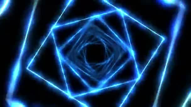 Rayons laser couleur en arrière-plan noir. Tunnel. De beaux rayons. animation de boucle de lumière tonnerre .