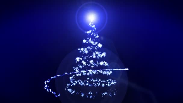 Árbol Navidad Brillante Sobre Fondo Azul Color Mágico Del Árbol — Vídeos de Stock