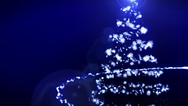 Lśniąca Choinka Niebieskim Tle Magiczny Kolor Drzewa Boże Narodzenie Oświetlenie — Wideo stockowe