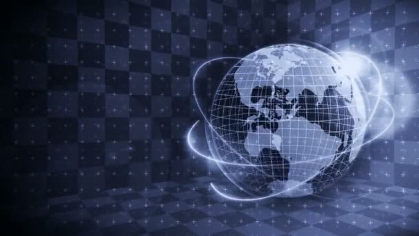 Futuristiska Hologram Planeten Jorden Affärsframgång Koncept Cyber Loop Animation Earth — Stockvideo