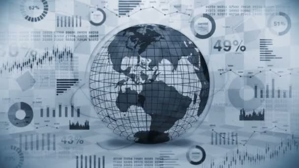 Earth Globe Technologią Wykresów Biznesowych Koncepcja Sukcesu Biznesowego Wykresy Wykresy — Wideo stockowe