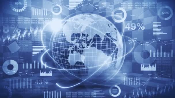Earth Globe Met Zakelijke Grafieken Technologie Business Success Concept Grafieken — Stockvideo