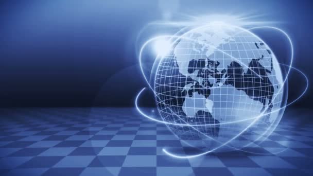 未来全息图行星地球 企业成功理念 网络循环动画 地球地球3D与商业技术 — 图库视频影像