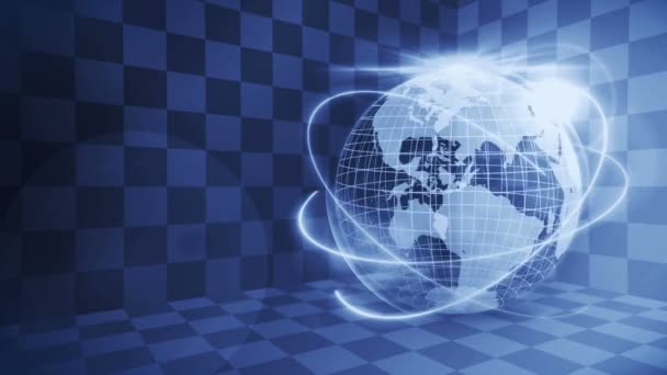 Футуристична Голограма Планети Земля Концепція Успіху Бізнесу Кібер Цикл Анімації — стокове відео