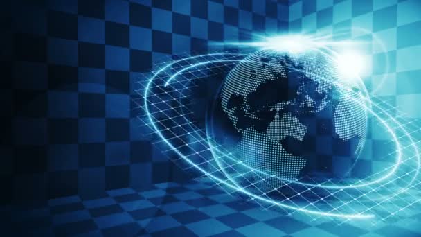 Футуристична Голограма Планети Земля Концепція Успіху Бізнесу Кібер Цикл Анімації — стокове відео