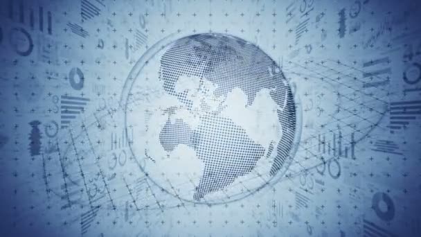Earth Globe Med Affärsdiagram Teknik Affärsframgång Koncept Diagram Och Grafer — Stockvideo