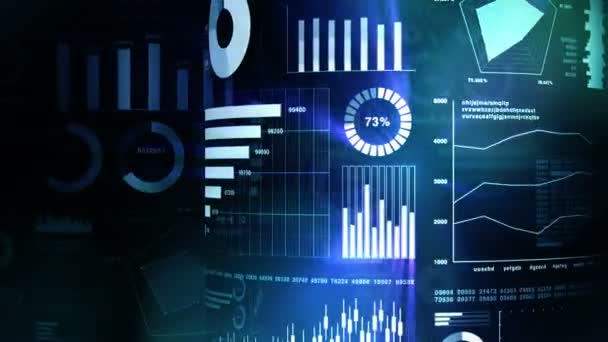 Financial Bar Charts Growing Graphs Business Infographics Depth Field Dark — Stock Video