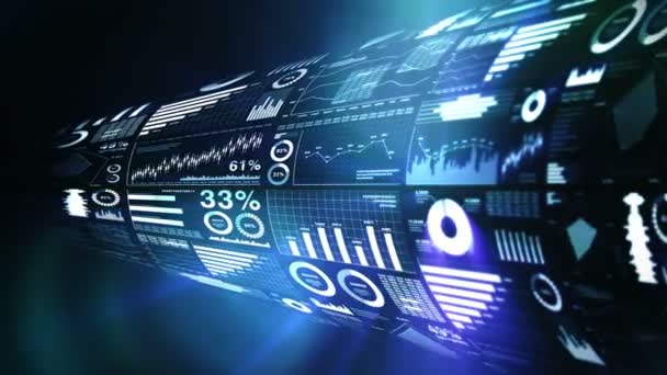 Gráficos Barras Financeiras Gráficos Crescimento Infográficos Negócios Com Profundidade Campo — Vídeo de Stock