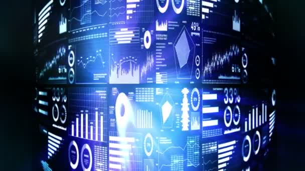 Financiële Staafdiagrammen Groeiende Grafieken Zakelijke Infographics Met Scherptediepte Donker Blauwe — Stockvideo