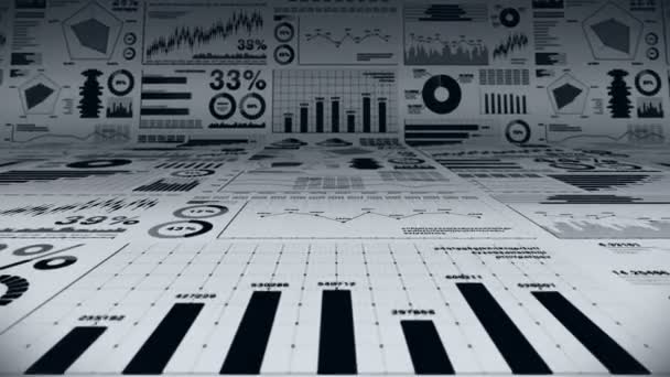 Gráficos Barras Financeiras Gráficos Crescimento Infográficos Negócios Com Profundidade Campo — Vídeo de Stock