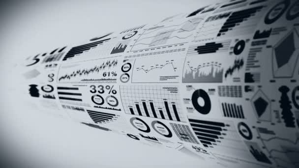 Фінансові Діаграми Графіки Зростання Бізнес Інфографіка Глибиною Різкості Світло Білому — стокове відео