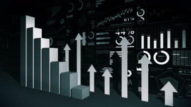 Grafikler için katı geometrik nesneler. Dikdörtgen çubuk grafik Infographics döngü animasyon. Grafikler ve grafikler. İş başarısı kavramı. Veri görselleştirme öğeleri.