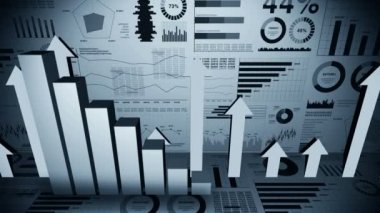 Grafikler için katı geometrik nesneler. Dikdörtgen çubuk grafik Infographics döngü animasyon. Grafikler ve grafikler. İş başarısı kavramı. Veri görselleştirme öğeleri.