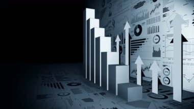 Grafikler için katı geometrik nesneler. Dikdörtgen çubuk grafik Infographics döngü animasyon. Grafikler ve grafikler. İş başarısı kavramı. Veri görselleştirme öğeleri.