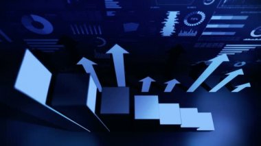 Grafikler için katı geometrik nesneler. Dikdörtgen çubuk grafik Infographics döngü animasyon. Grafikler ve grafikler. İş başarısı kavramı. Veri görselleştirme öğeleri.