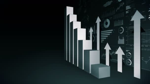 Objetos Geométricos Sólidos Para Grafos Gráfico Barras Retangular Animação Loop — Vídeo de Stock