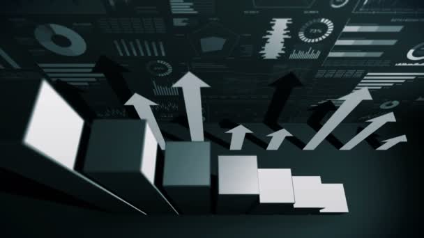 Solida Geometriska Objekt För Grafer Rektangulär Stapel Diagram Infographics Loop — Stockvideo