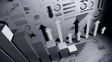 Grafikler için katı geometrik nesneler. Dikdörtgen çubuk grafik Infographics döngü animasyon. Grafikler ve grafikler. İş başarısı kavramı. Veri görselleştirme öğeleri.