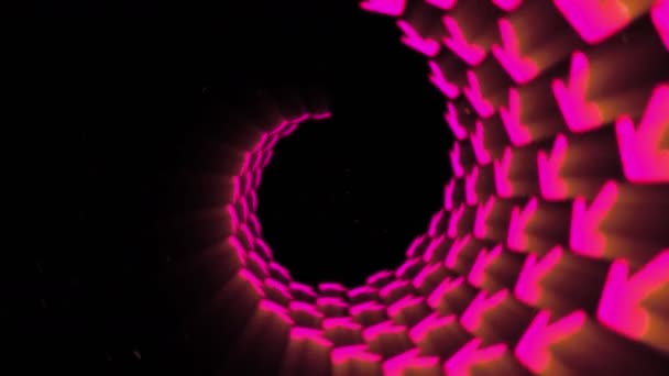 Rot Leuchtender Neonpfeil Fliegen Futuristische Moderne Pfeile Kommunikationstechnologie Beleuchtete Tunnel — Stockvideo