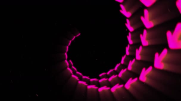 红色发光的霓虹灯箭头 飞行未来派现代箭头 通信技术照明隧道 循环动画 — 图库视频影像