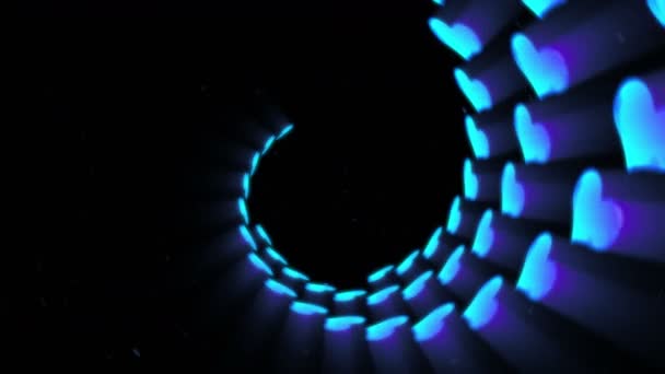 Blauwe Hart Vorm Loop Animatie Het Silhouet Van Een Gloeiende — Stockvideo