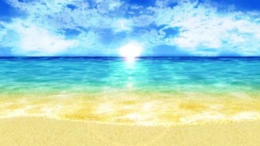 Kıyıya dalga dalga dalga gibi vuruyor. Lüks yaz tatili konsepti. Mavi deniz suyu yla dolu bir ada. Döngü animasyonu.
