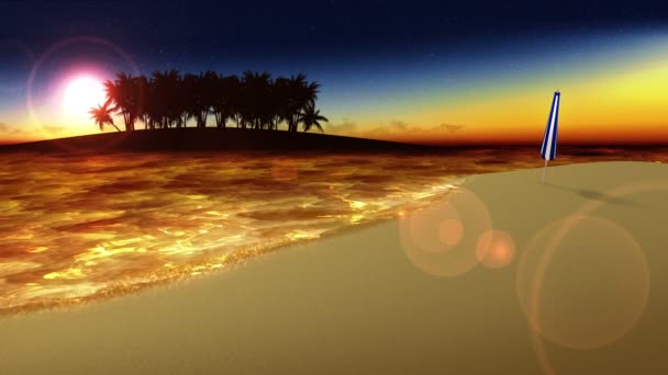 波浪拍打在岸边 豪华暑假理念 有蓝色海水的岛屿 循环动画 — 图库视频影像