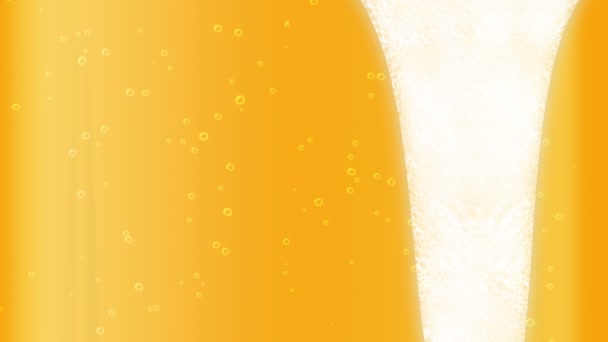 泡が入ったビールのグラスがクローズアップ 飲み物のフルボトル バブル アニメーション — ストック動画