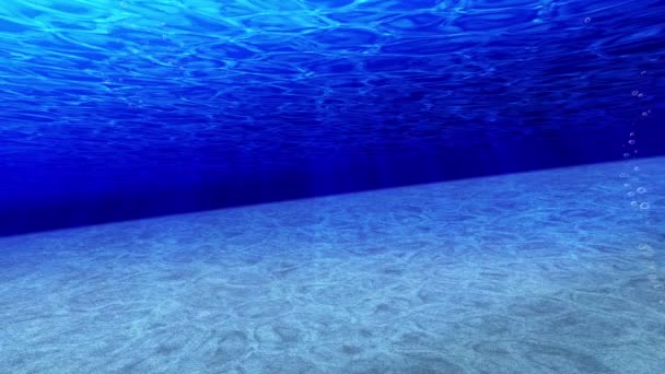 Nurkowanie Oceanie Podwodne Widok Promienie Słoneczne Pęcherzyki Powietrza Głębokim Błękitnym — Wideo stockowe