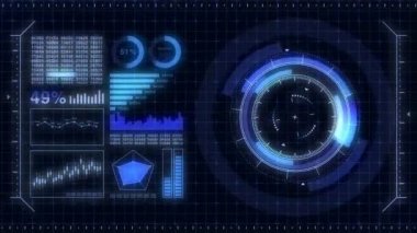 Fütüristik oyun hedefi. Nişan alma ve askeri. Keskin nişancı silahının amacı. Neon dijital ekran. Gelecekteki radar ekranı. Teknoloji kavramı. Kamera kayıt vizörü. Oyun kontrol arayüz elemanı.