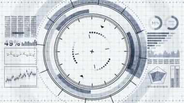 Fütüristik oyun hedefi. Nişan alma ve askeri. Keskin nişancı silahının amacı. Tek renkli dijital ekran. Gelecekteki radar ekranı. Teknoloji kavramı. Kamera kayıt vizörü. Oyun kontrol arayüz elemanı.
