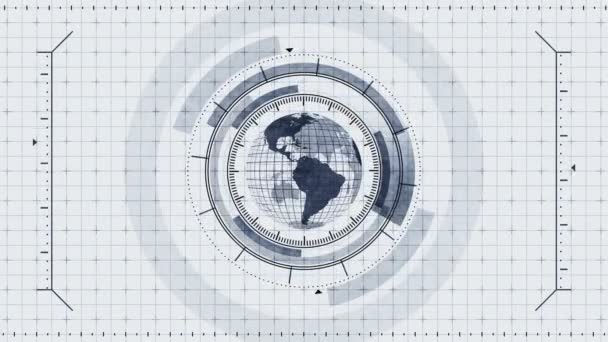 Ologramma Del Pianeta Terra Visualizzazione Virtuale Interfaccia Utente Futuristica Hud — Video Stock