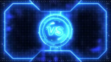 Fütüristik spor oyunu döngü animasyon. Dövüş geçmişine karşı. Radar neon dijital ekran. Vs. Oyun kontrol arabirimi öğesi. Savaş mücadele spor yarışması.
