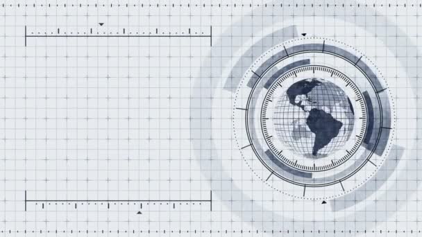 虚拟显示中的行星地球全息图 未来用户界面Hud 游戏控制目标元素 技术单色数字地球世界 未来雷达屏幕 — 图库视频影像