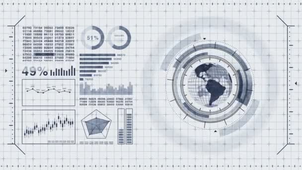 Ologramma Del Pianeta Terra Visualizzazione Virtuale Interfaccia Utente Futuristica Hud — Video Stock