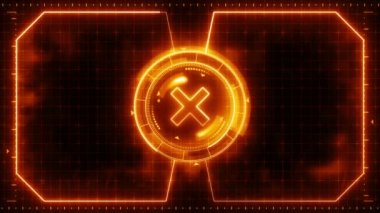 Fütüristik spor oyunu döngü animasyon. Dövüş geçmişine karşı. Radar neon dijital ekran. X hedef işareti. Oyun kontrol arayüz öğesi. Savaş mücadele spor yarışması.