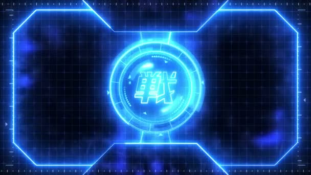 未来的なスポーツゲームループアニメーション 対戦の背景 レーダーネオンディスプレイ 日本語の文字要素 ゲームコントロール — ストック動画