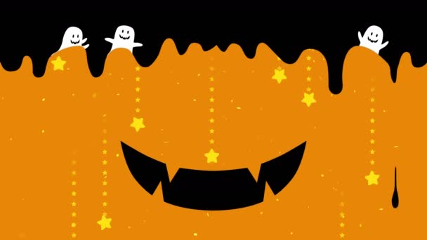 Feliz Símbolo Halloween Com Copyspace Abóbora Emoção Rosto Sorridente Rato — Vídeo de Stock