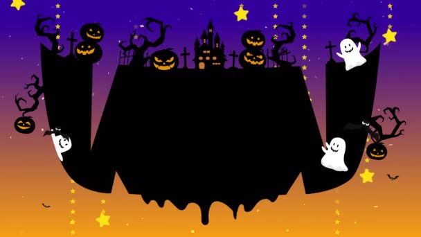 Leende Mus Tänder Dregling Halloween Illustration Med Copyspace Mystic Pumpkins — Stockvideo