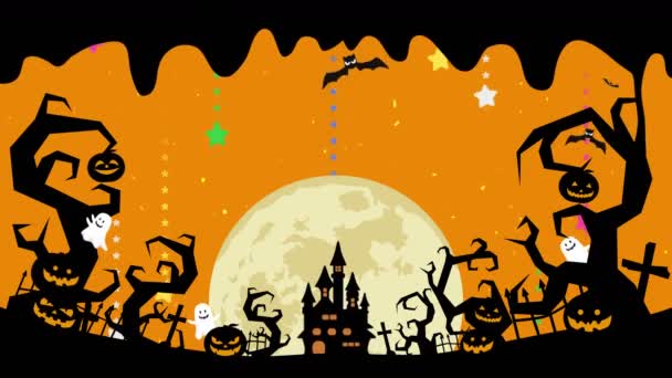 Halloween Ilustracji Copyspace Roztopiona Przestrzeń Kreatywnego Projektowania Płynny Spadek Przepływów — Wideo stockowe