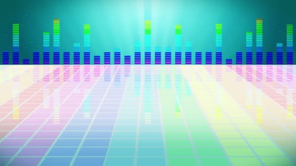 五颜六色的声波为党 迪斯科背景 抽象彩色波浪图案 音乐均衡器的循环动画 — 图库视频影像