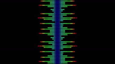 Renkli dalga çizgileri. Ekolayzırdan ses dalgası. Dijital darbe dalga konsepti. Siyah arka plan üzerinde fütüristik döngü. Müzik renkli dalga animasyon.