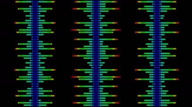 Renkli dalga çizgileri. Ekolayzırdan ses dalgası. Dijital darbe dalga konsepti. Siyah arka plan üzerinde fütüristik döngü. Müzik renkli dalga animasyon.