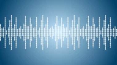 Müzik dalgası çizgileri. Ekolayzırdan ses dalgası. Dijital darbe dalga konsepti. Açık mavi arka planda fütüristik döngü. Beyaz dalga animasyonu.