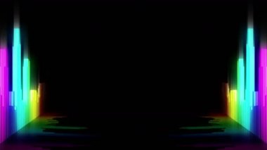 Ses renkli dalga animasyon. Ekolayzırdan ses dalgası. Nabız müzik çalar. Fütüristik dijital ses dalgası konsepti. Döngü arka planı.